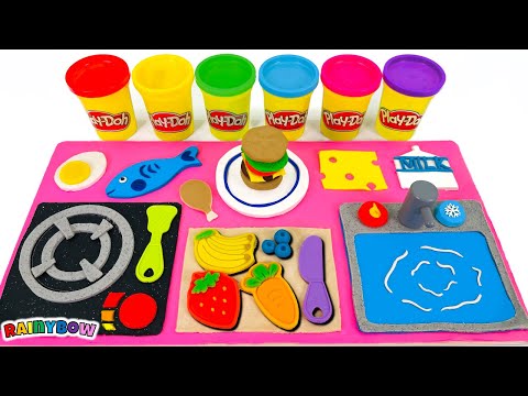 Play Doh Toy Kitchen Cooking | Making Fruit, Vegetables and Foods with Play Doh