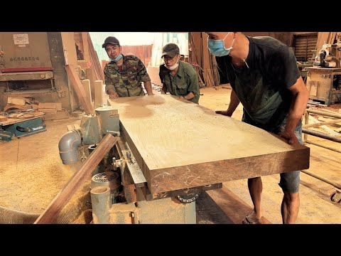 Ingenious Woodworking Workers Techniques &amp; Skills // Extremely Giant Table 150x180cm From Monolithic