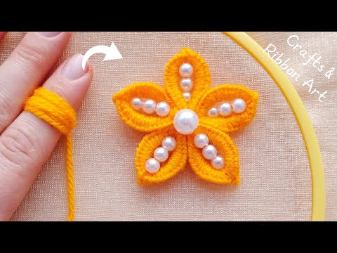 It's so Beautiful 💖🌟 Superb Flower Making Idea with Wool - Hand Embroidery Amazing Flower Design