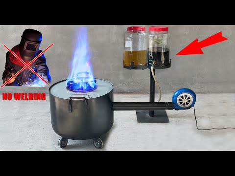 NO WELDING ! The best USED OIL STOVE 2022 | Made from Cement, Blue Flame and Easily at home