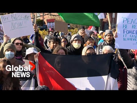 Protesters call for ceasefire in Gaza outside Halifax Security Forum