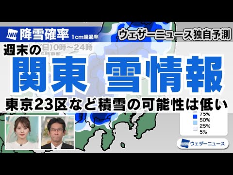 【関東雪情報】東京23区など平野部は積雪の確率は低い