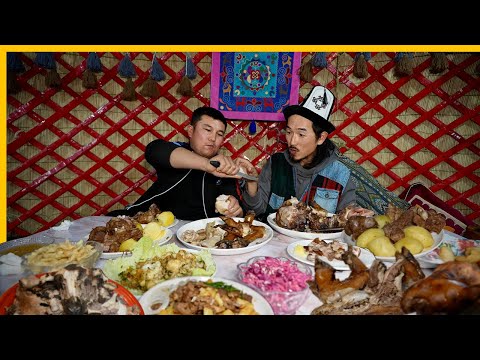 Crazy Stone Lamb with Nomad Family 🇰🇬 Local Market Street Food in Kyrgyzstan