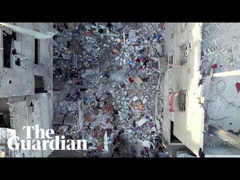 Drone footage shows aftermath of airstrike on Rafah in Gaza