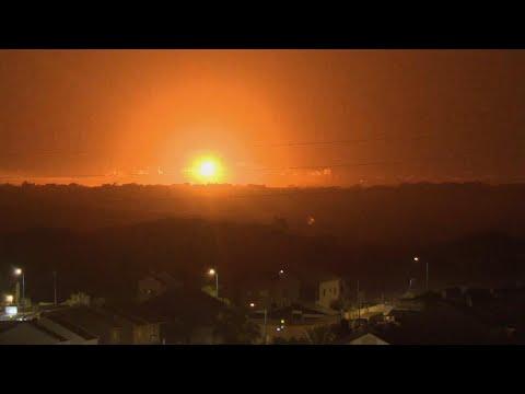 Explosion and flares over night Gaza skyline as Israel continues military operation