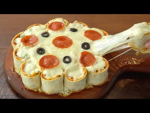 Easy &amp; Delicious Best Pizza Recipe :: Tortilla Roll Pizza :: Chicken Burrito Pizza