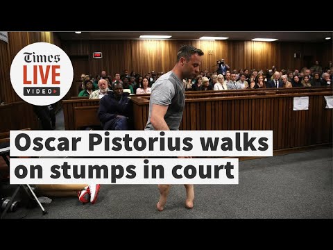 Oscar Pistorius walks on stumps in court to avoid jail