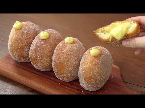 [SUB]Soft and fluffy custard donut recipe :: really delicious custard cream recipe