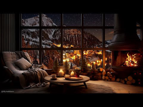 🔥Winter Ambience - Embrace the Serenity with Snowfall and  Fireplace Sounds for Sleep, Relaxation