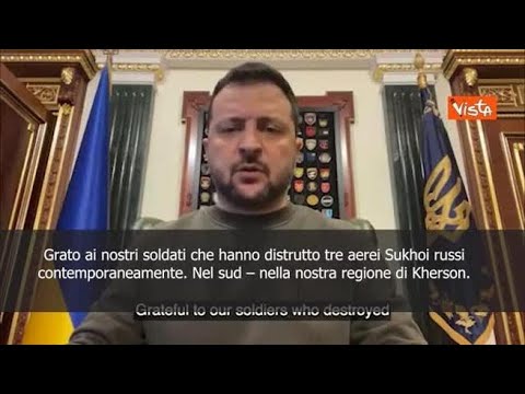 Zelensky: &laquo;Distrutti tre aerei russi in contemporanea, nessun assassino rester&agrave; impunito&raquo;