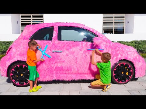 Vlad and Nikita pink car for girls