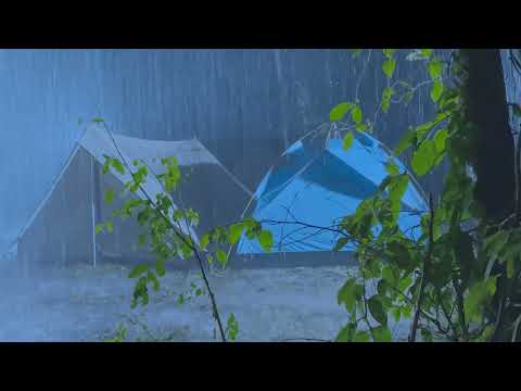 Instant Fall Asleep in 3 Minutes | Torrential Rain &amp; Mighty Thunder Sounds on Camping Tent in Forest