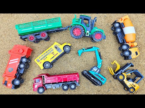 Find and rescue excavator trucks and cement trucks | Fire truck crane truck toy stories