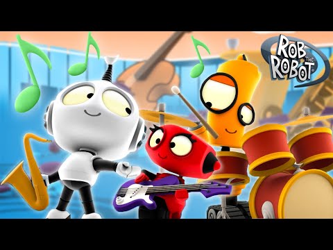 Rob and Friends Play Some Cool Nep-tunes at Music Planet! ?| Rob The Robot | Preschool Learning