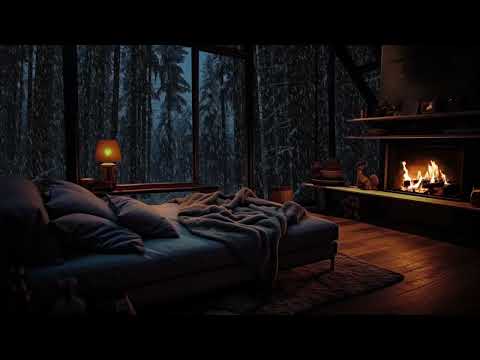 Comfortable and warm in a warm bed on a winter day | Relaxing chimney sound