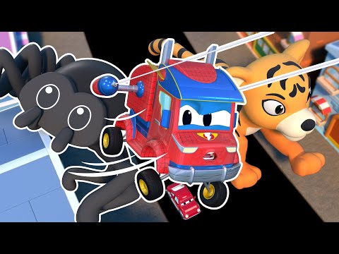 Spider Truck chases the GIANT TIGER | Animals Cartoons for Kids | SuperTruck - Rescue | Cartoons