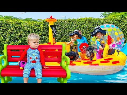 Diana and Roma make a mini aqua park for baby Oliver | Fun Day with Water Games