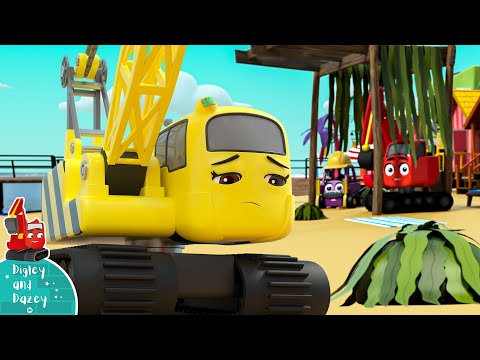 Dazey's ACCIDENTAL BIG TUMBLE! - Digley and Dazey | Construction Cartoons for Kids