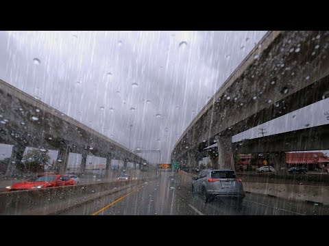 Driving in RAIN Intense Weather on the Highway for Sleep Relaxation