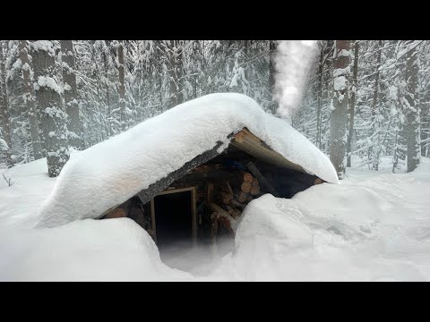 I'M BUILDING A LOG CABIN UNDERGROUND IN -20&deg;C! INSTALLING A WINDOW AND A COZY BED. SOLO BUSHCRAFT