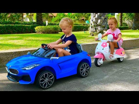 Mili and Stacy Pretend Play with Ride On Cars Toy