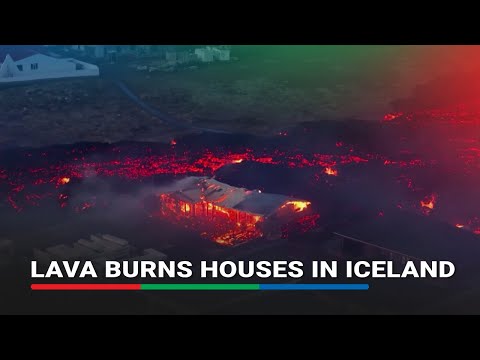 Drone footage shows lava burning houses in Iceland | ABS-CBN News