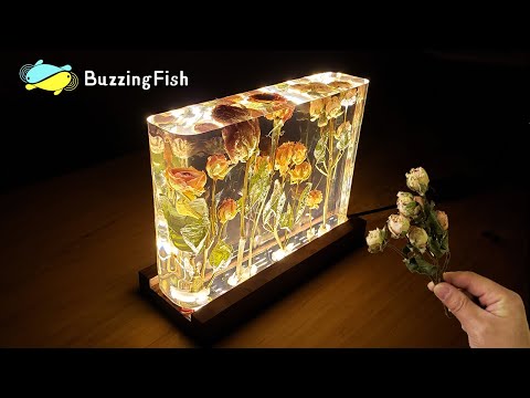 🌹Roses and Epoxy Resin Night Lamp - Resin Art 🌹