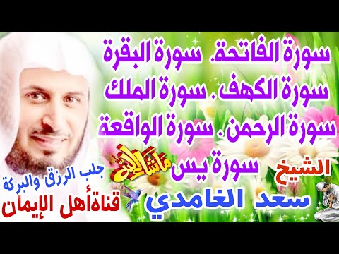 سورة البقرة سورة الفاتحة سورة الكهف والرحمن والملك والواقعة ويس جلب البركة الشيخ سعد الغامديalbaqara