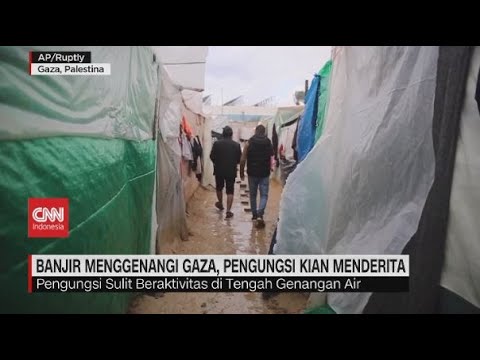 Banjir Menggenangi Gaza, Pengungsi Kian Menderita