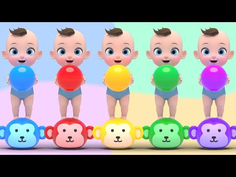 Color Song! | Five Little Monkeys Jumping On The Bed | Nursery Rhymes Baby &amp; Kids Songs