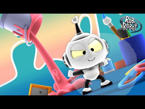 Rob has Fun Creating at Art Planet! | Rob The Robot | Preschool Learning