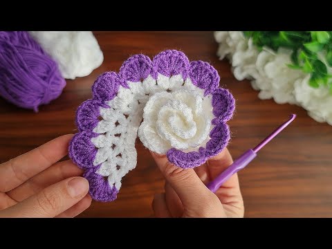 3D⚡💯Crochet Flower💯👌 Very easy crochet rose flower making for beginners. 