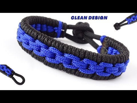 How to Make a Chain Links Paracord Survival Bracelet with Knot and Loop Closure - Clean Details