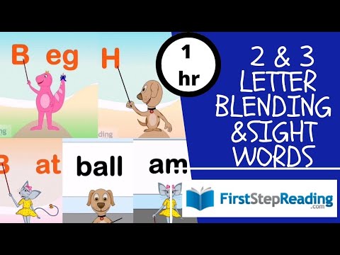 A E I O U / Two &amp;amp; Three Letter Blending &amp;amp; Sight Words, Kindergarten Read Phonics  