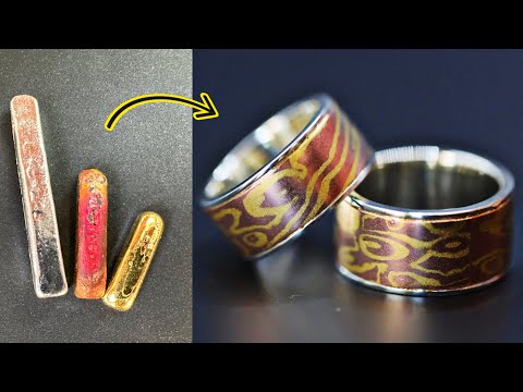 making gold mokume gane - handmade gold jewelry