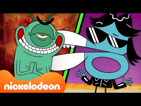 Plankton &amp; Scissors Schemes And Cheats Marathon! 😱 SpongeBob + Rock Paper Scissors | Nicktoons