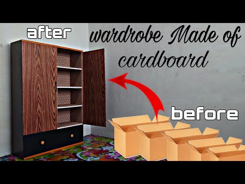 tutorial on how to make a two-door wardrobe out of cardboard! cheap budget 