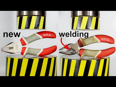 Hydraulic press vs objects repaired by welding