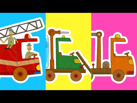 Toy cars - Car Toons. A tow truck, a fire truck, a bus for kids &amp; a water tank. Car cartoons.