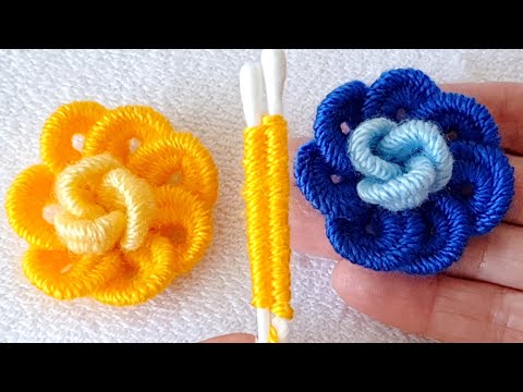 kulak &ccedil;&ouml;p&uuml; ile muhteşem g&uuml;l yapımı Rose flomer crochet