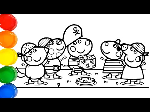 Peppa Pig Drawing and Coloring Pages for Kids, Toddlers | Peppa Pig Drawing with Colour | Peppa Pig