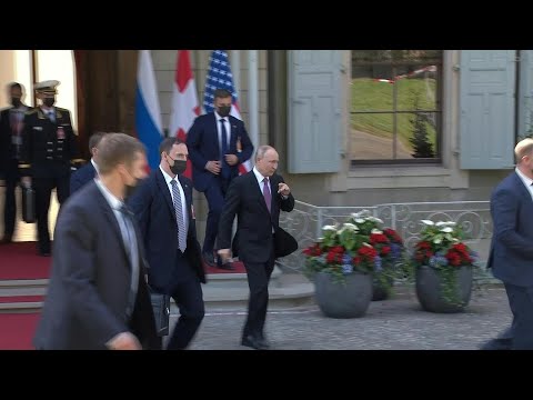 Russian President Vladimir Putin leaves Villa La Grange after meeting with Joe Biden | AFP