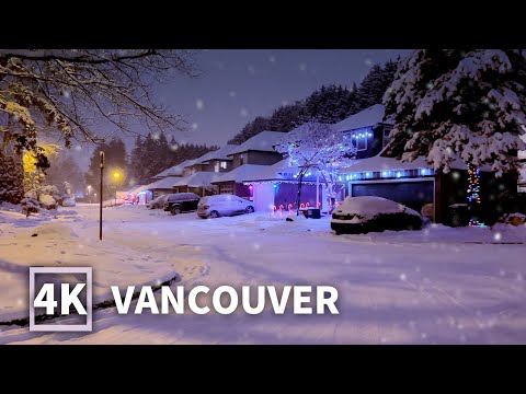 【4K】Snowy Walk in East Vancouver |Christmas 2022| Canada Winter Snow Walk and Snow Footsteps Sound