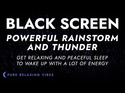 Lying in my Cozy Bed with Powerful Rainstorm and Thunder | Black Screen Sounds, My Peaceful Night