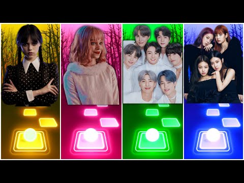 WEDNSEDAY vs EMMA MYERS vs BTS vs BLACKPINK Tiles Hop EDM Rush