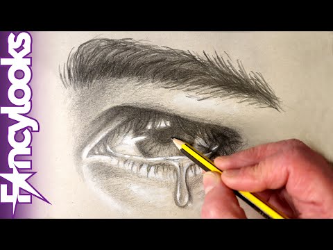 How to draw a crying eye with pencil-step-by-step, Spanish audio