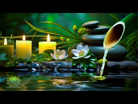 Bamboo Water Fountain and Healing Piano Music - Relaxing Music, Sleep Music, Spa Music, Meditation