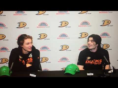 Trevor Zegras &amp; Jamie Drysdale post game interview 03-18-2021