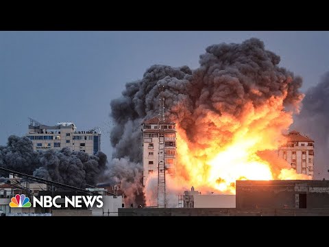 Residential building in Gaza City flattened by Israeli airstrike