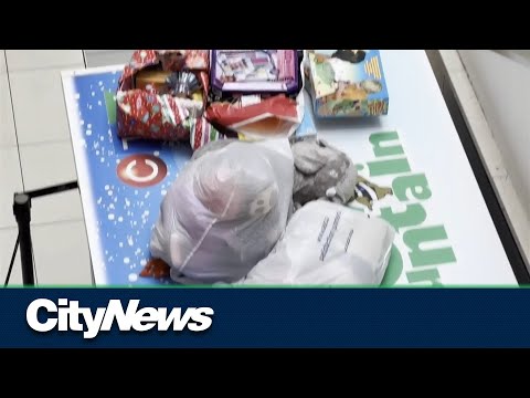 Christmas toy donation bin uncollected at Vaughan mall